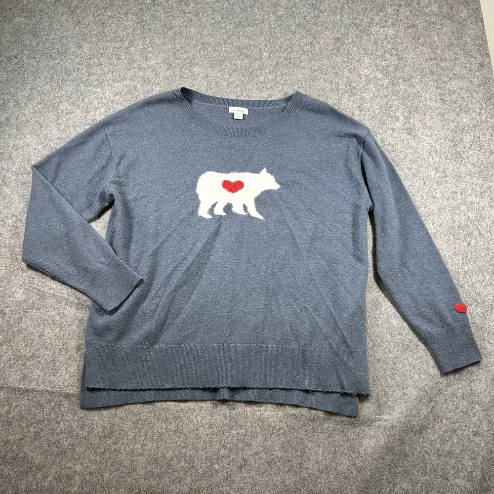 Sundance Sweater Womens Large Mighty Polar Bear Blue Pullover Wool Blend